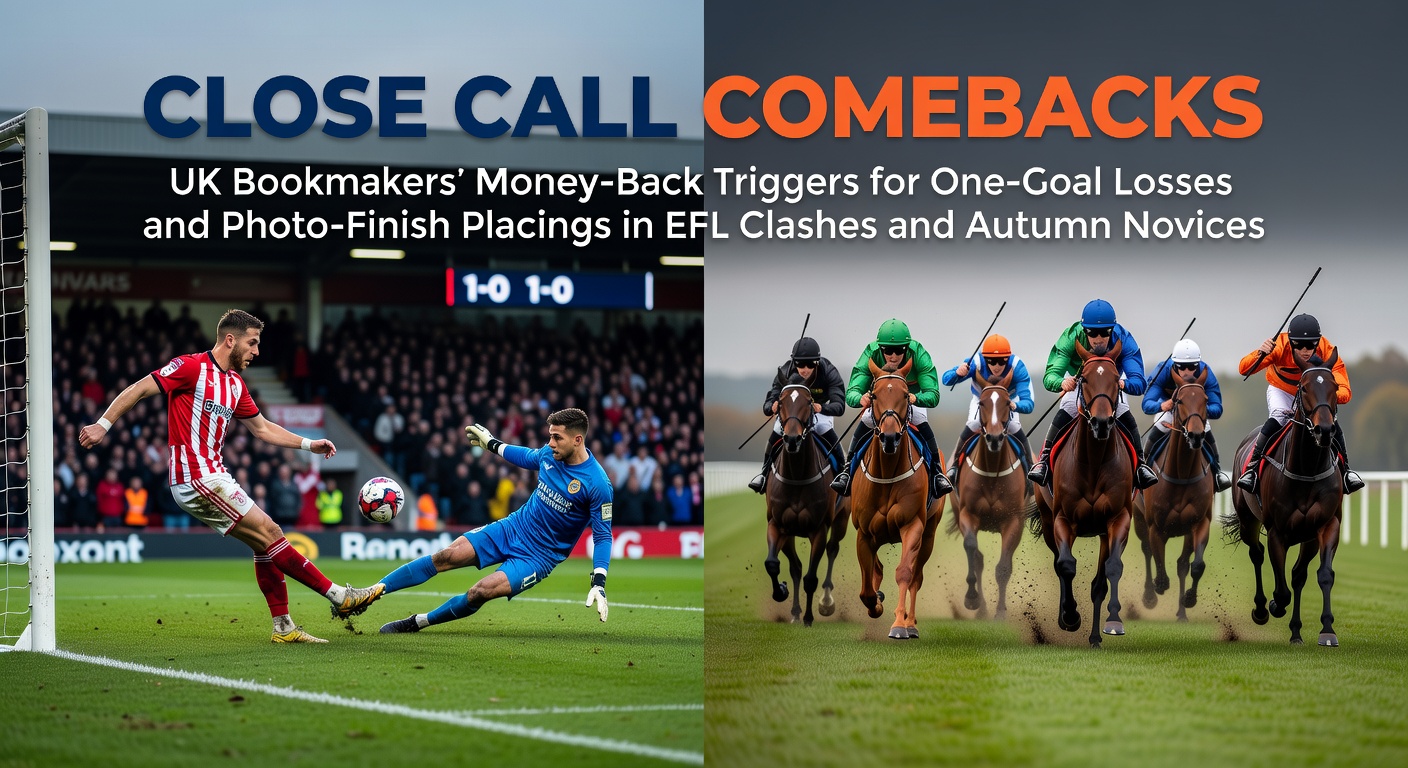 EFL football match with close scoreline and autumn novice hurdle race in action, highlighting tense finishes