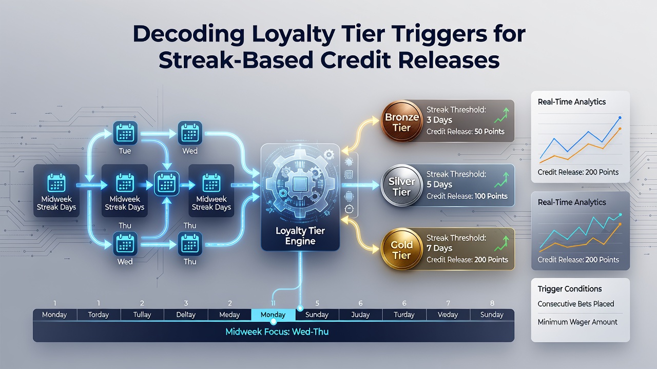 Analytics dashboard displaying streak completion rates and tier progression statistics for midweek wagering activity