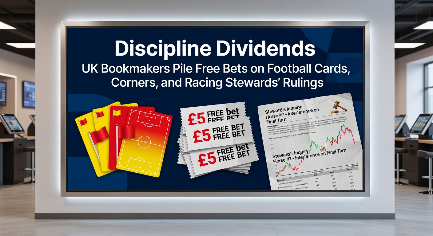 UK bookmaker promotions featuring free bets on football yellow cards, corners, and horse racing stewards' inquiries