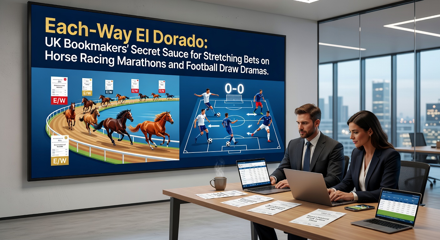 Vibrant scene of a long-distance horse race with jockeys pushing stayers to the limit under dramatic skies, evoking the thrill of each-way opportunities in UK betting markets