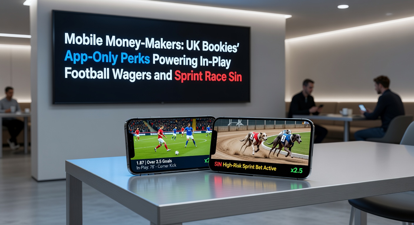 Close-up of a smartphone screen capturing a sprint race in-play bet alongside live football score updates on a UK bookmaker's app