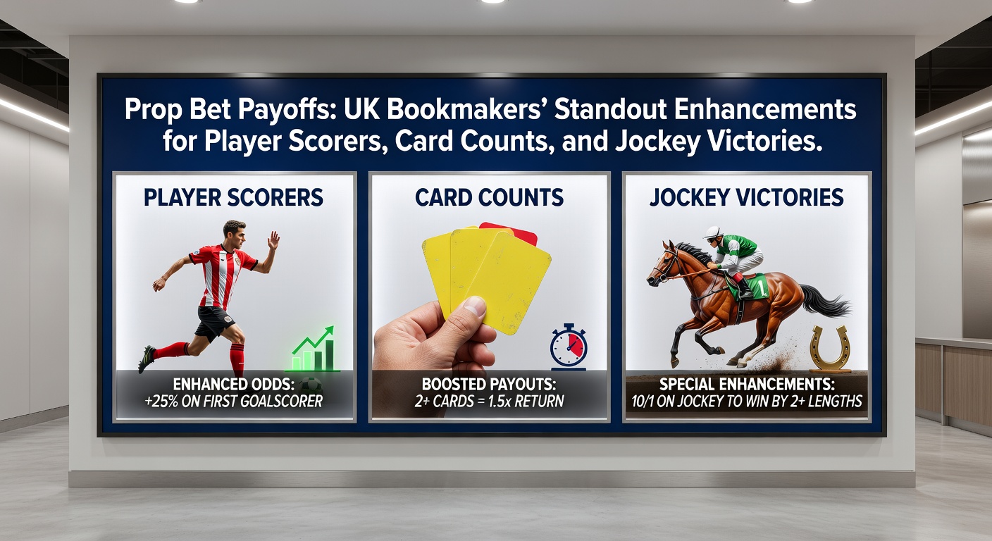 UK bookmaker promotions highlighting enhanced odds on player scorers during a Premier League match, with overlaid graphics showing boosted payouts for goals and cards