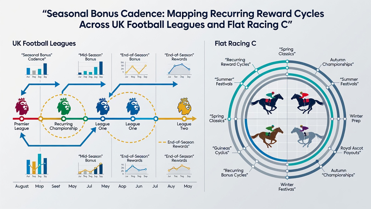 Calendar overlay showing football fixtures and flat racing meetings with bonus cycles highlighted