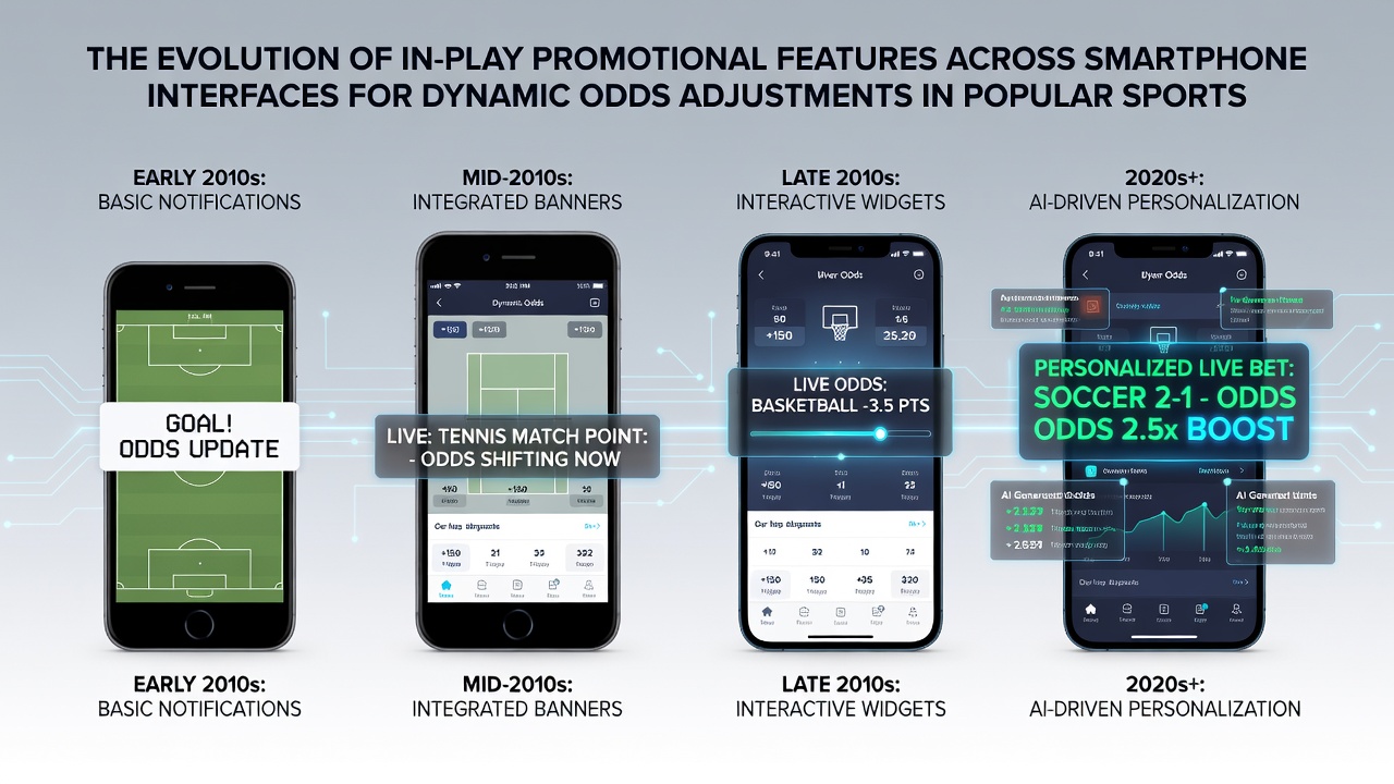 Smartphone screen displaying evolving in-play betting interface with dynamic odds adjustments for football and tennis matches