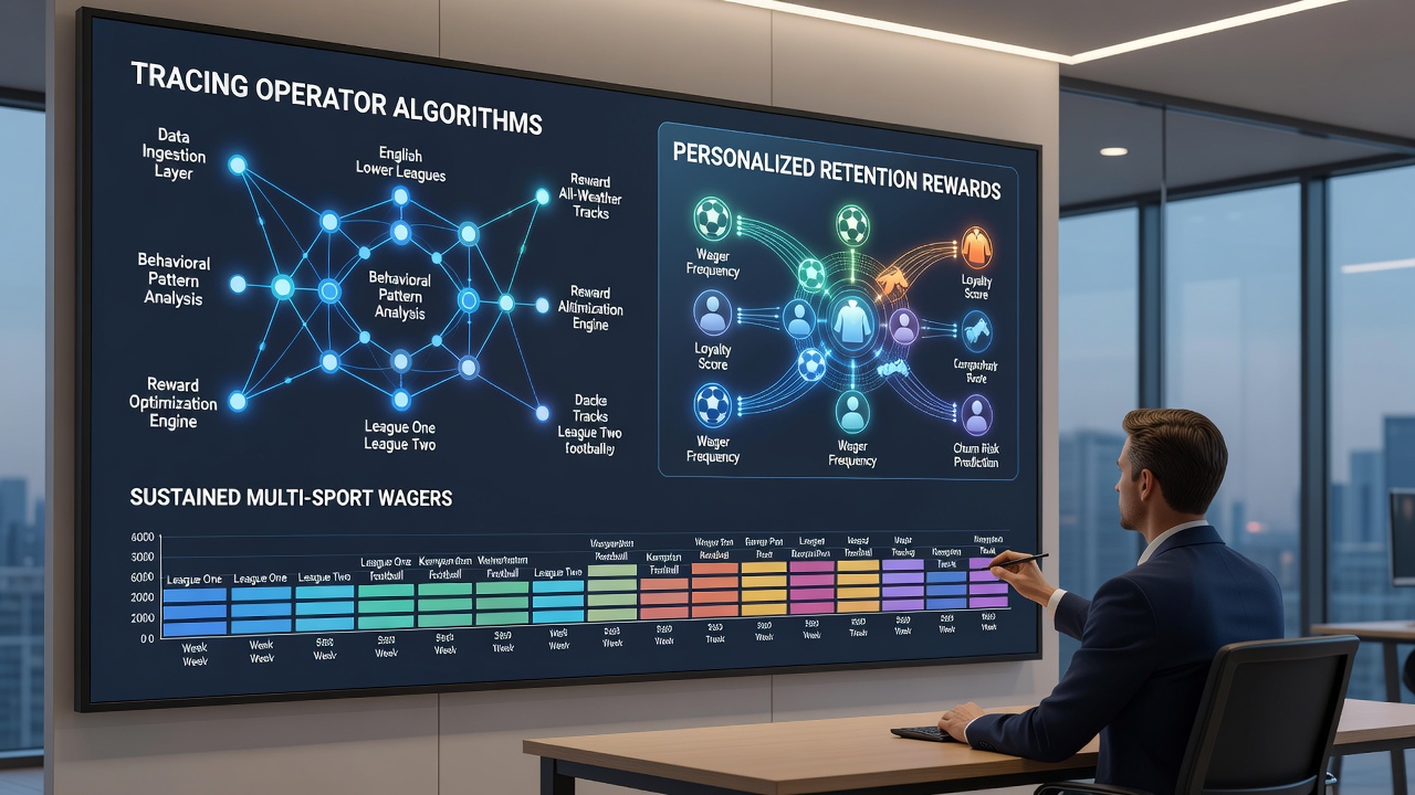 Diagram showing data flow in betting operator algorithms for personalized retention offers