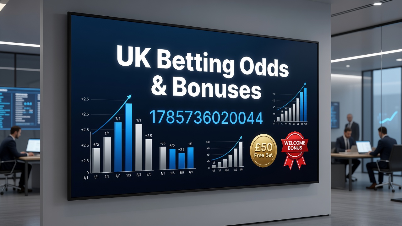 Overview of UK betting odds formats and bonus promotions displayed on a sportsbook interface