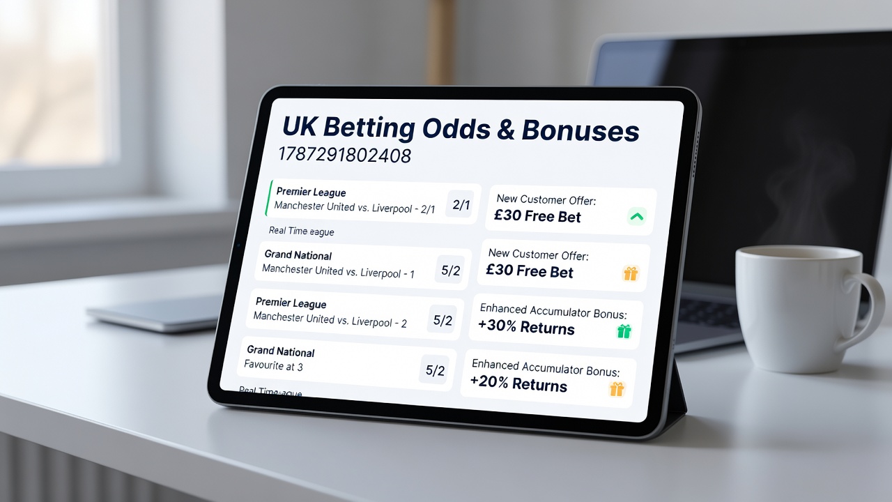 Close-up of UK sportsbook bonus terms displayed alongside live racing odds