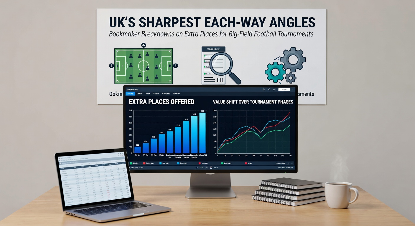 Comparison chart of UK bookmakers' extra place payouts for marathon horse races, featuring icons for leading operators and field size examples
