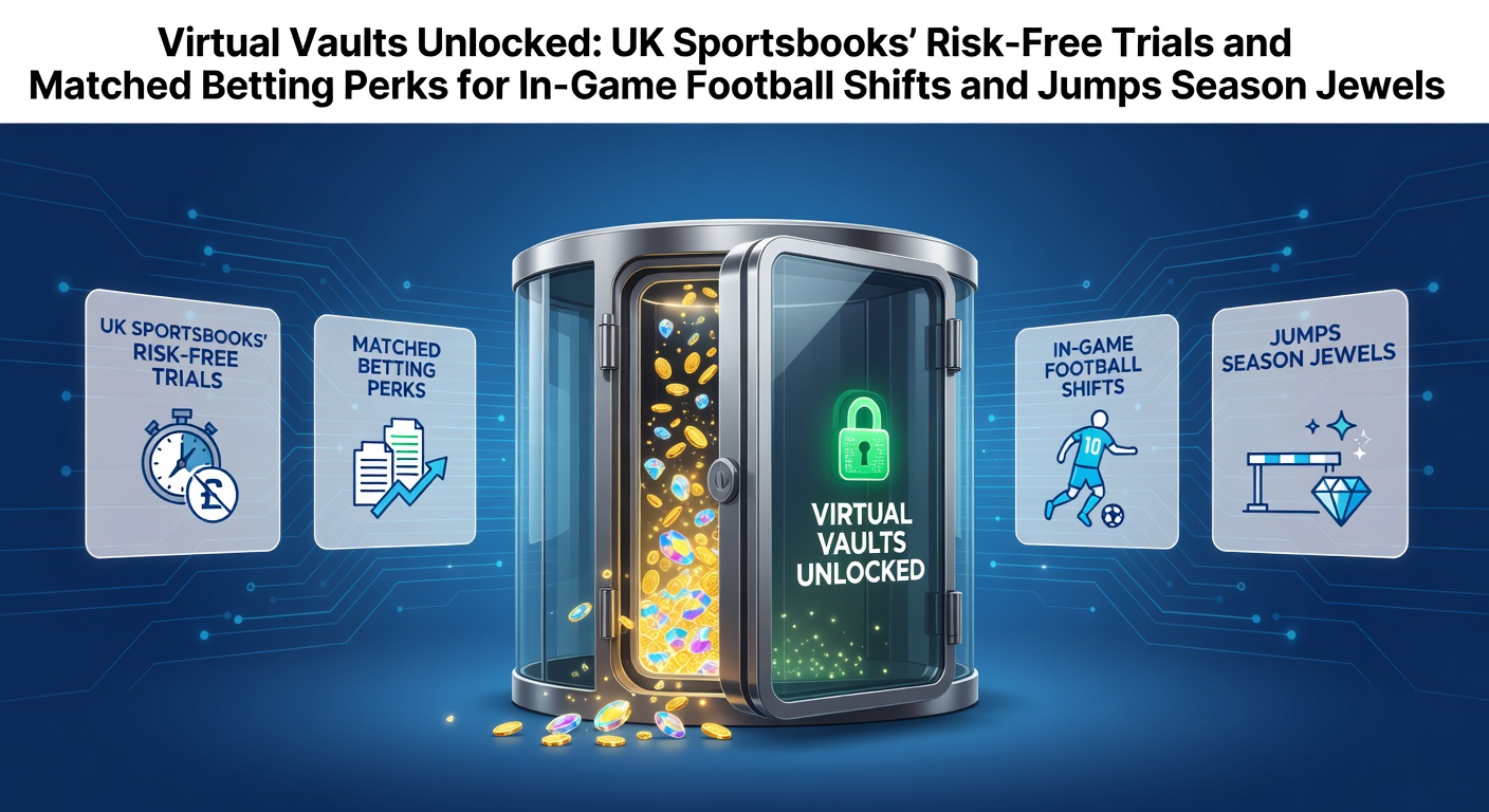 UK sportsbook interface showing risk-free trial offer during a live football match with jumps racing odds in the background